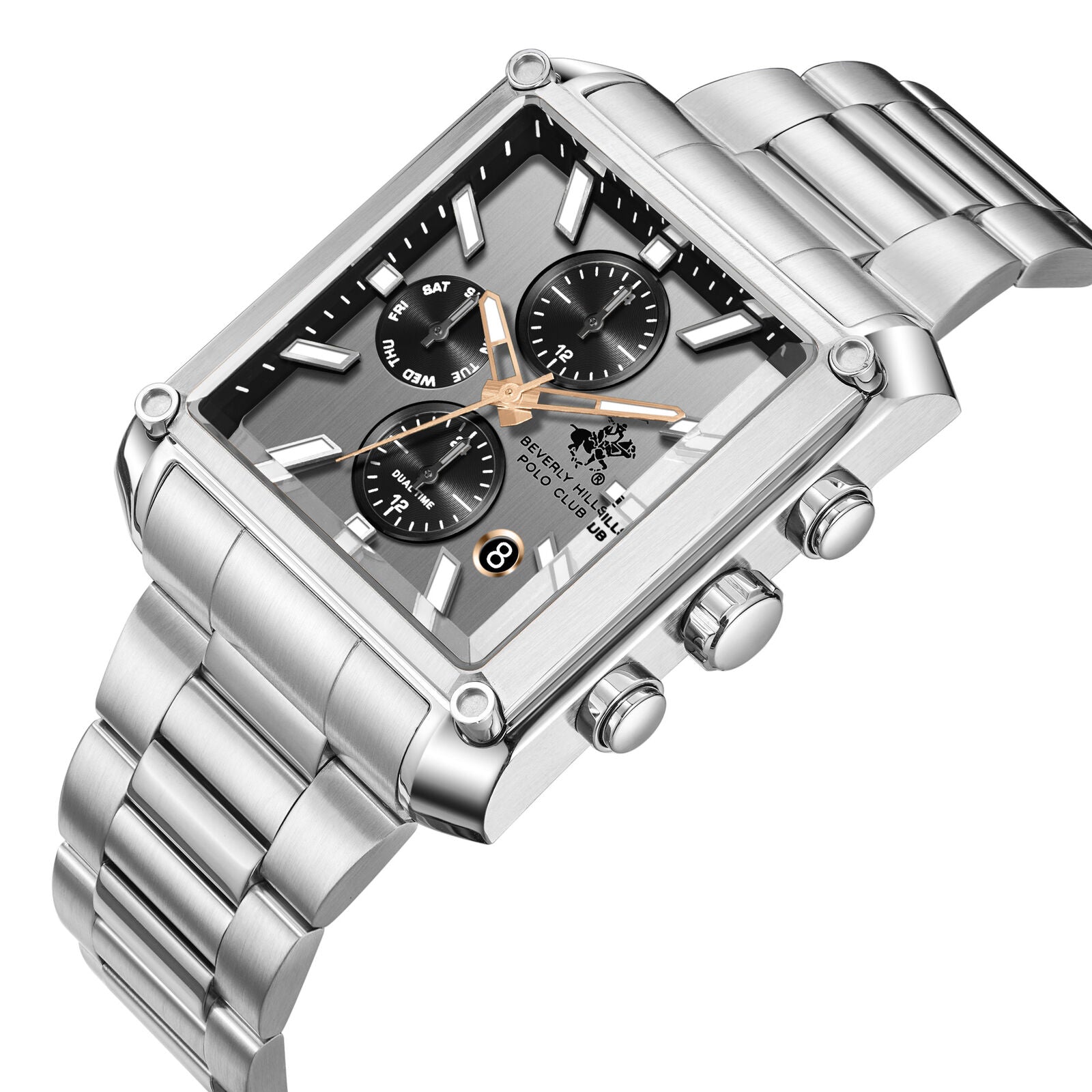 Beverly Hills Polo Club Dual Time Multifunction Silver Watch BP3868X.330