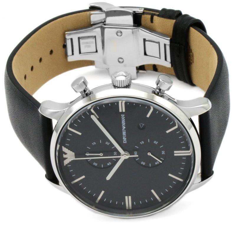 Emporio Armani Black Leather Men's Watch#AR0397 - Dawson Watches #5