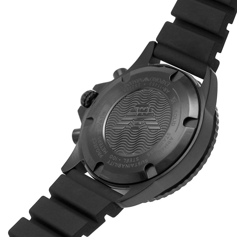 Emporio Armani Chronograph Black Silicone Men's Watch AR11463 - Dawson Watches #4