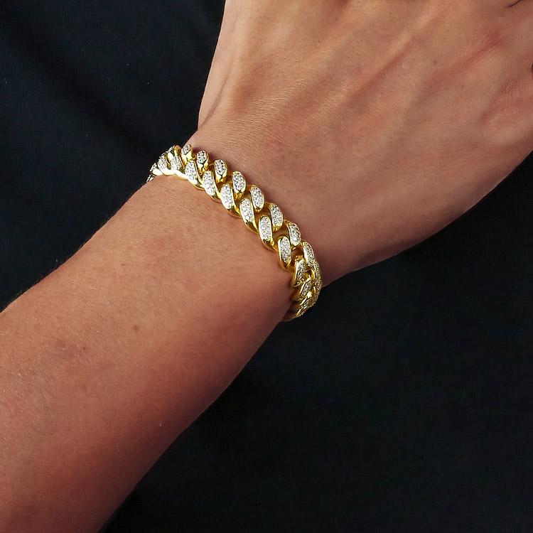 Big Daddy 12mm Iced Out Diamond Gold Cuban Bracelet