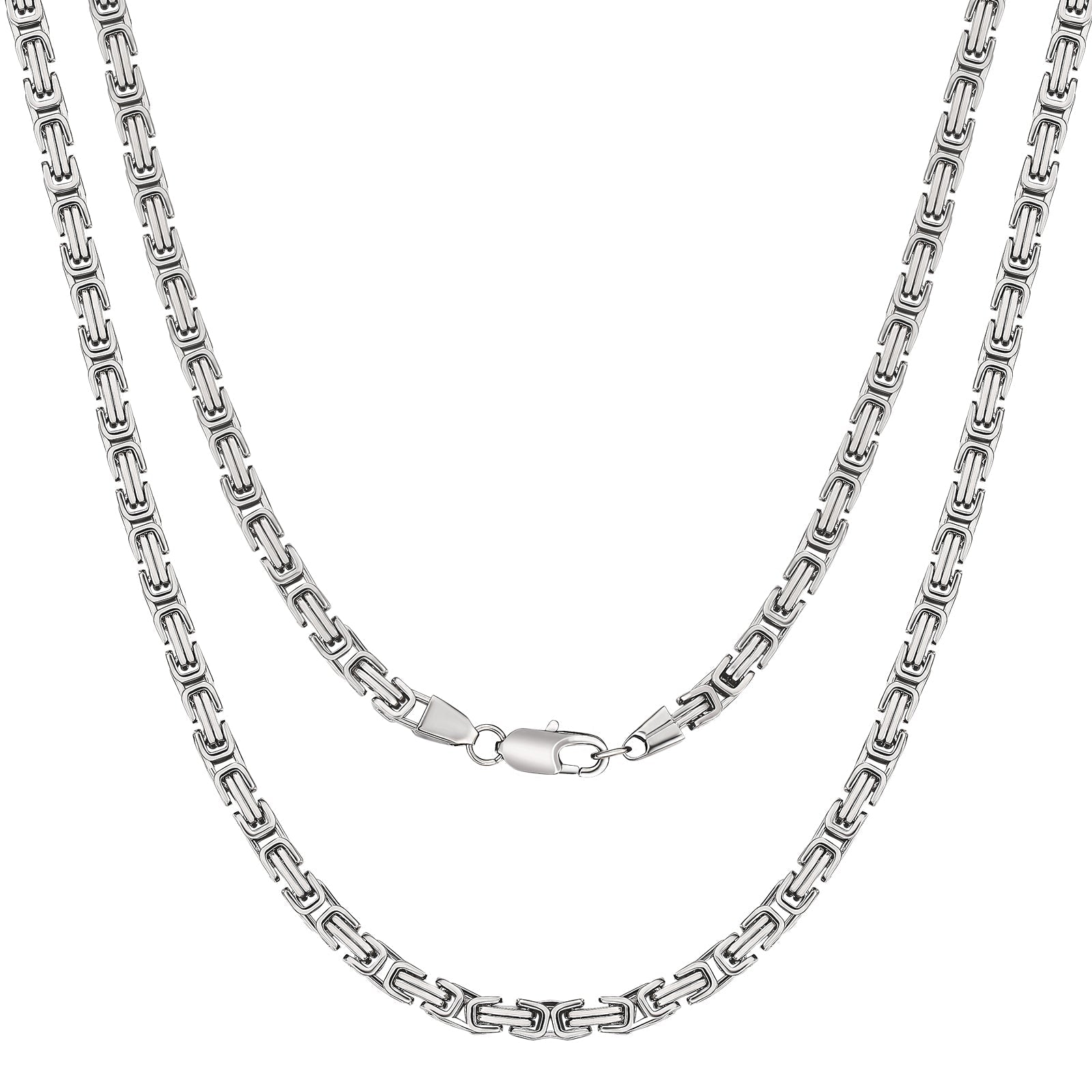 Big Daddy 5mm Stainless Steel Byzantine Silver Chain