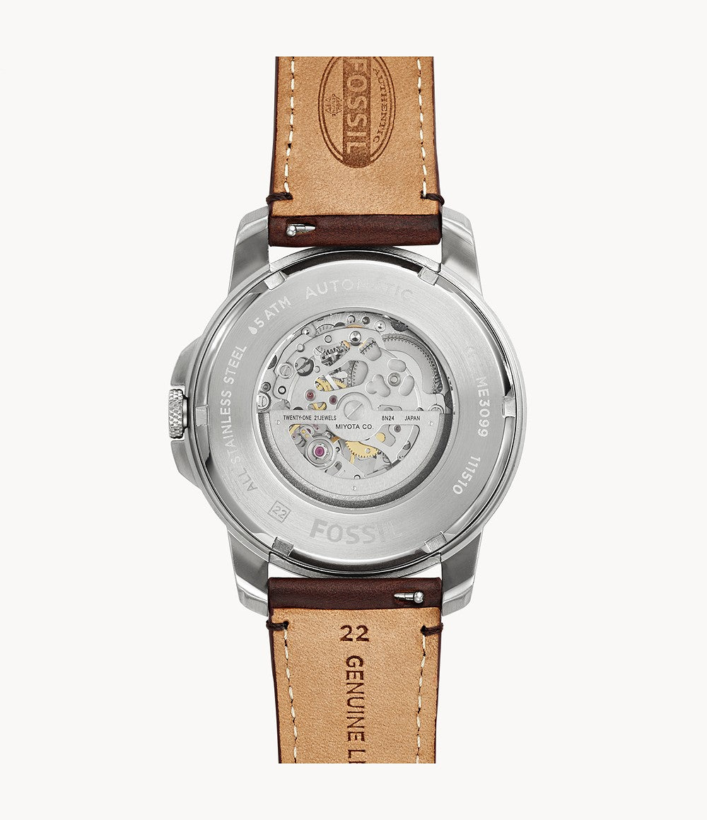 Fossil Grant Automatic Beige Skeleton Dial Men's Watch ME3099