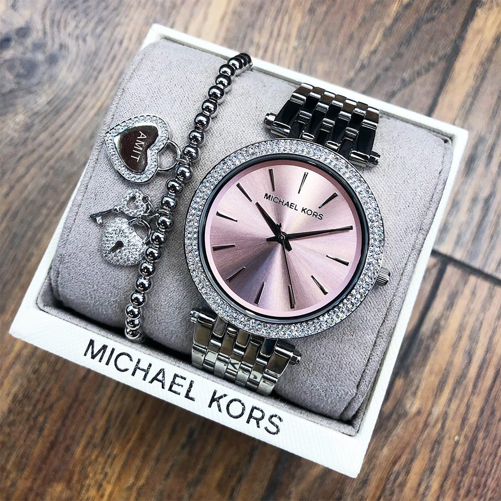 Michael Kors Darci Crystal Paved Pink Dial Ladies Watch MK3352