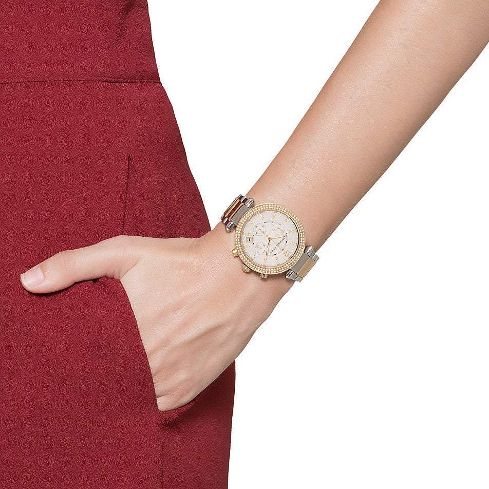 Michael Kors Parker Glitz Silver Dial Two-tone Ladies Watch MK5626