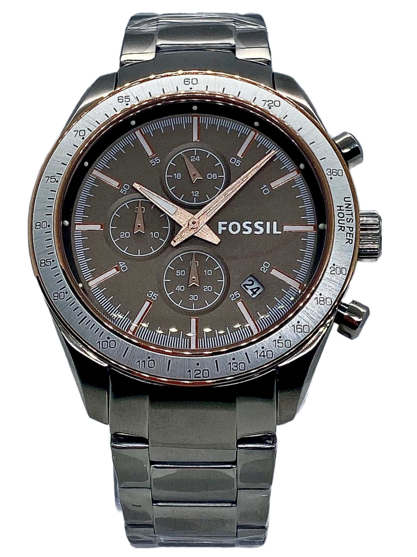 Fossil Chronograph Brown Dial Silver Watch BQ2140