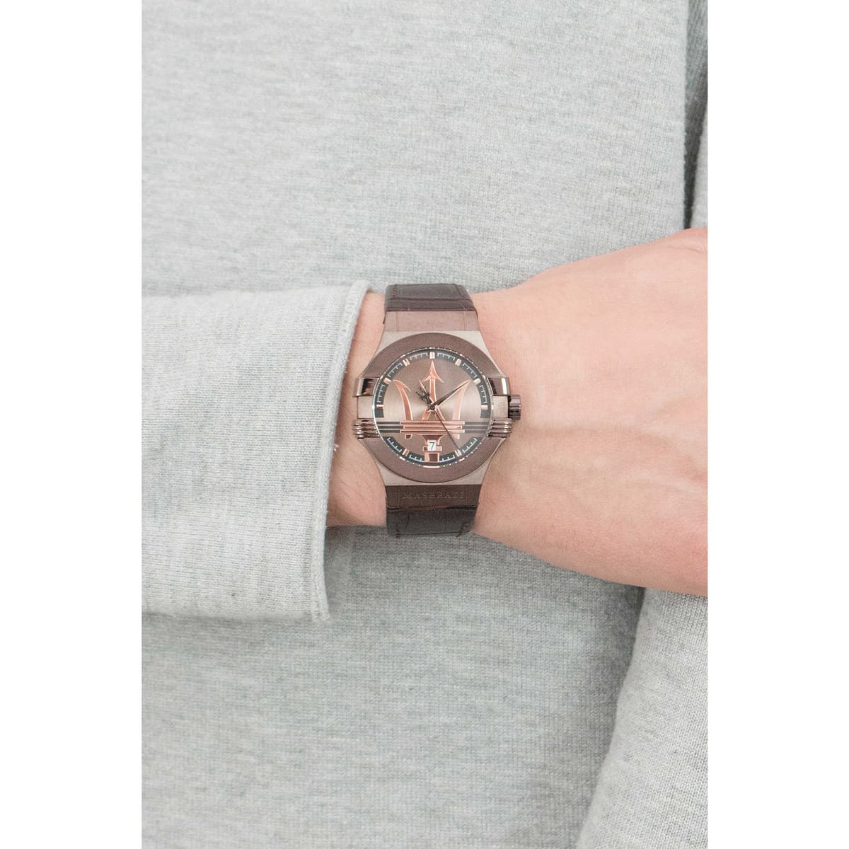 Maserati Potenza Brown Dial Leather Strap Men's Watch R8851108011