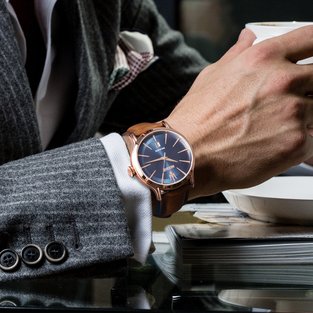 Maserati Epoca Blue Dial Leather Strap Men's Watch R8851118001