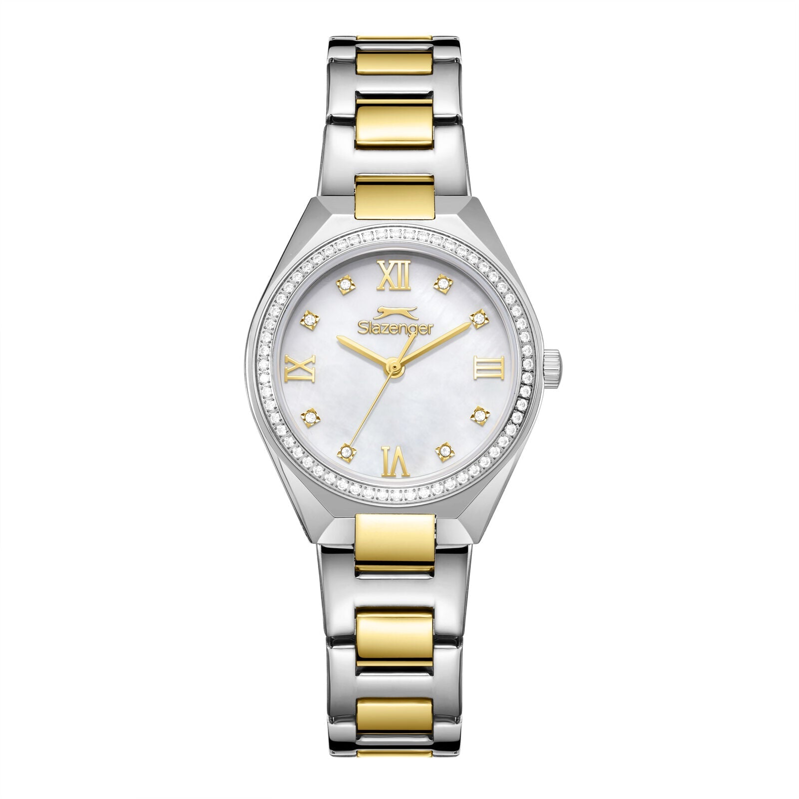 Slazenger Crystals White Dial Two Tone Watch - SL.09.2590.3.220