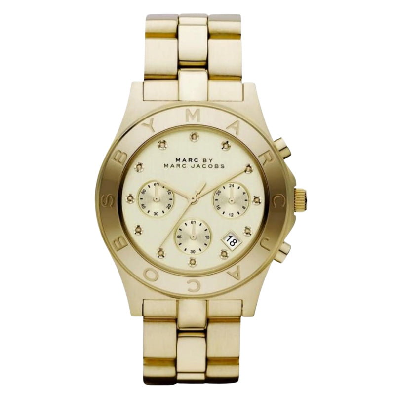 Marc By Marc Jacobs Blade Chronograph Gold Dial Gold Tone Watch MBM3101 (Pre-Owned)