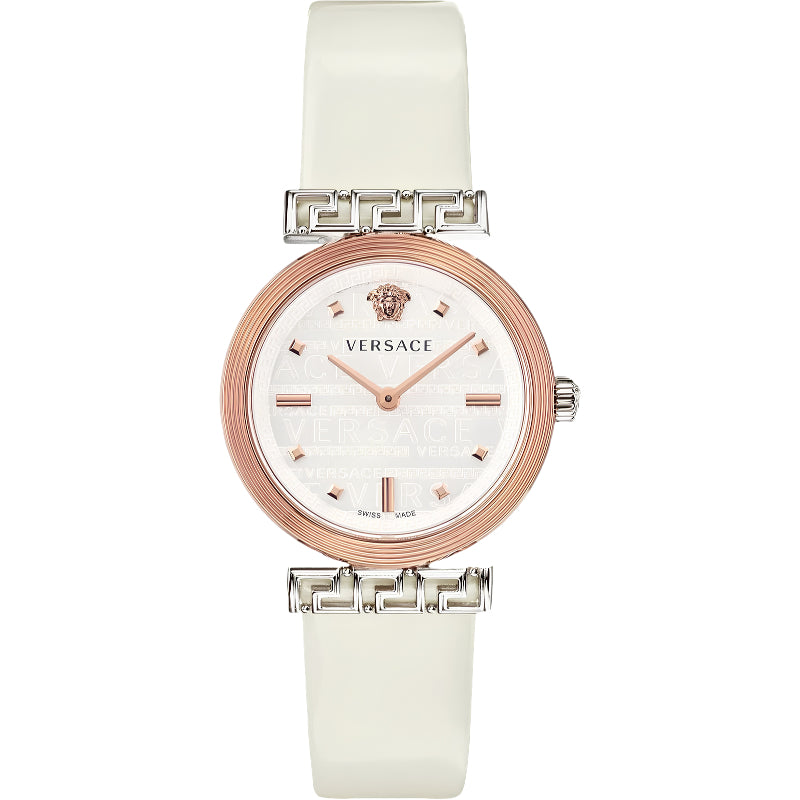 Versace Meander White Leather Strap Women's Watch - VELW00120