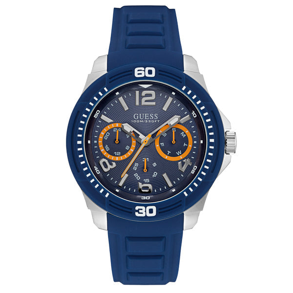 Guess Trade Blue Dial Blue Silicone Strap Men's Watch W0967G2 - Kiwi Watches