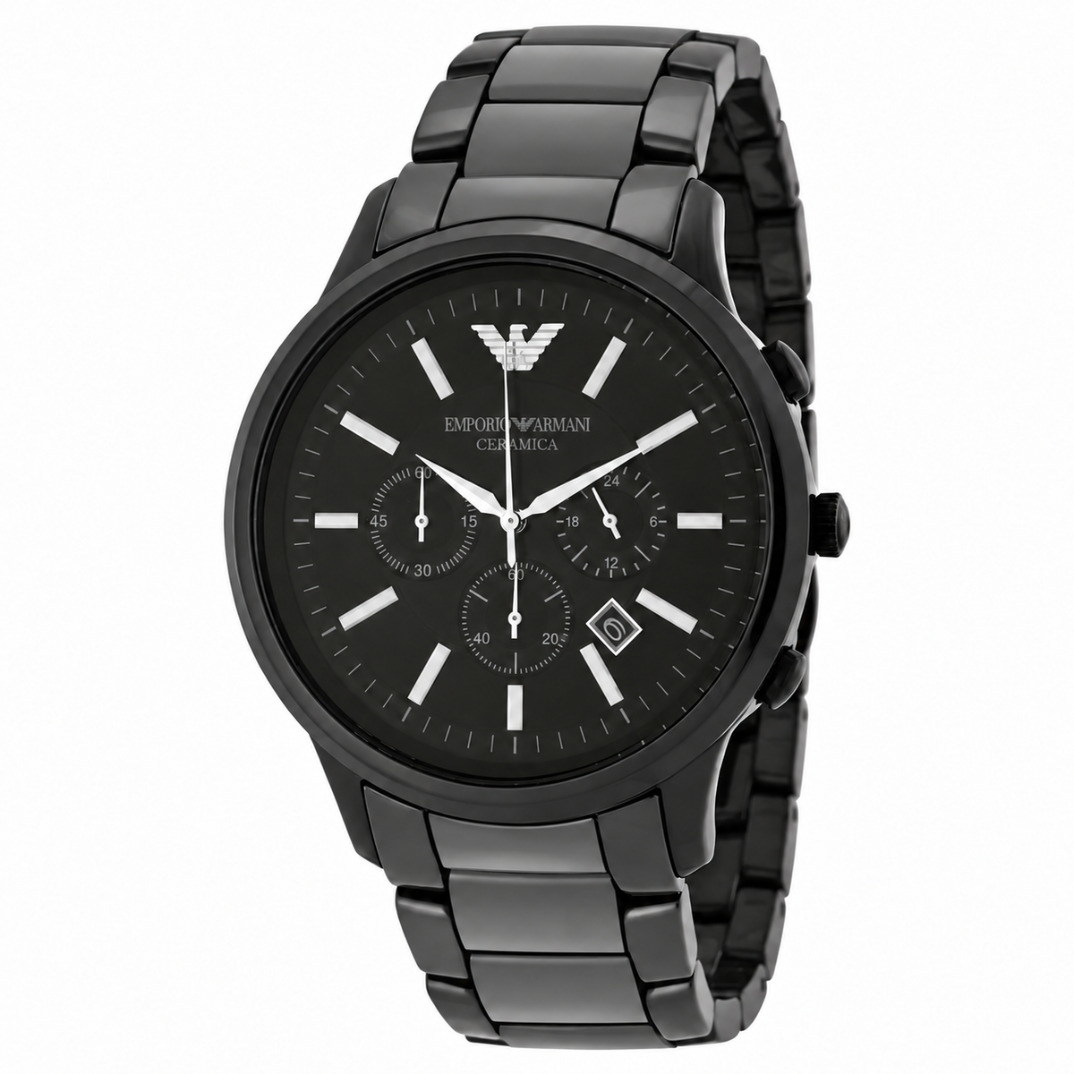 Emporio Armani Ceramica Chronograph Black Dial Watch AR1451