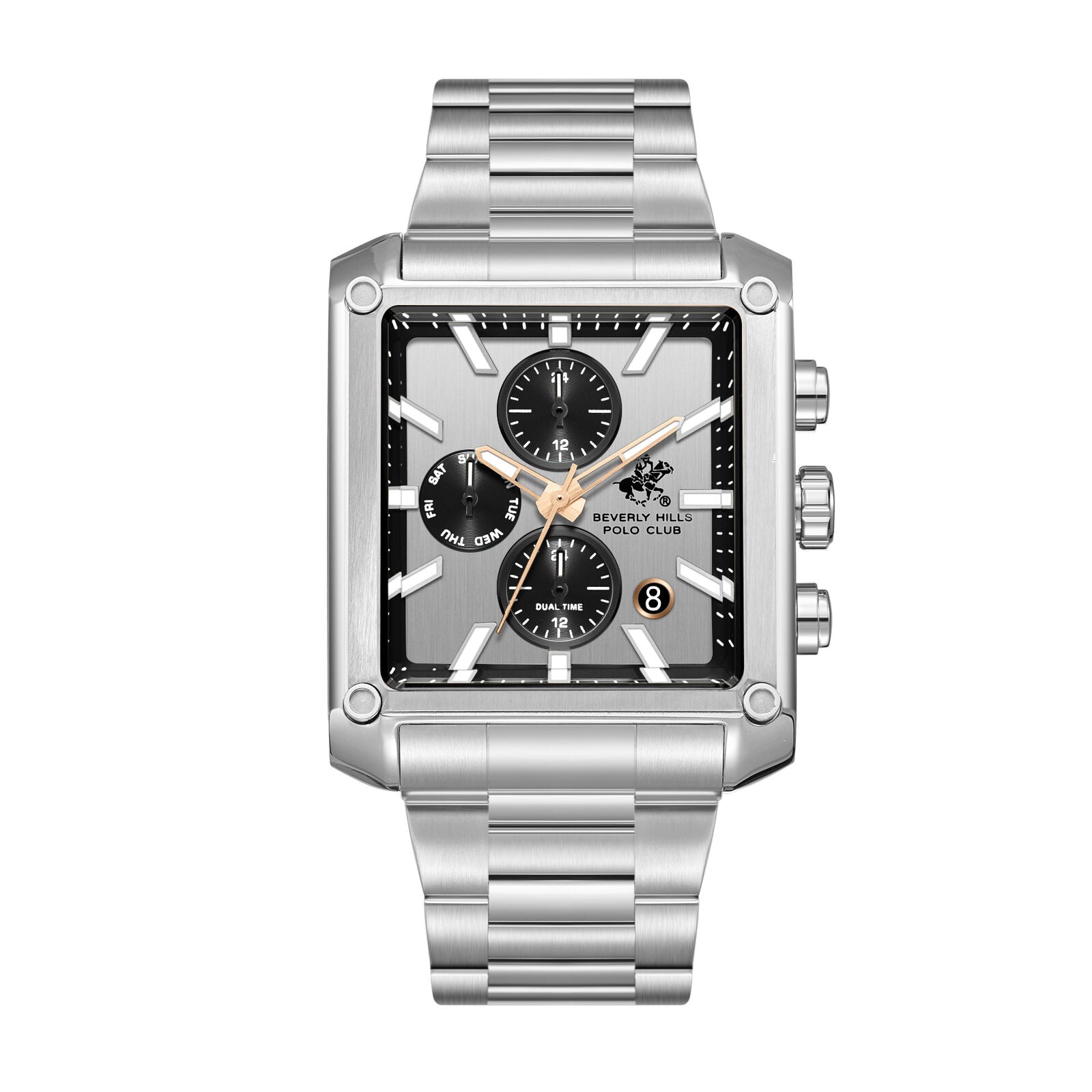 Beverly Hills Polo Club Dual Time Multifunction Silver Watch BP3868X.330