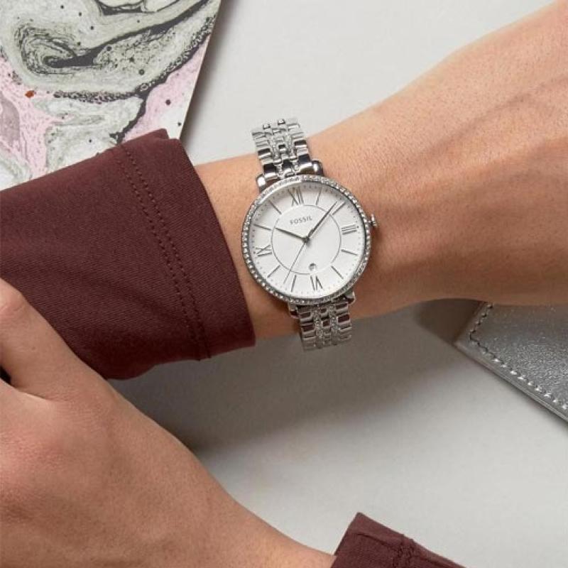 Fossil Jacqueline Silver Diamond Ladies Watch ES3545