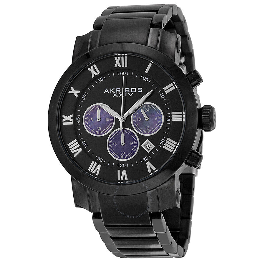 Akribos Chronograph Black Dial Black PVD Men's Watch AK622BK - Dawson Watches