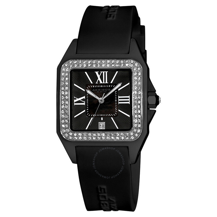 Akribos Black Mother of Pearl Dial Black Ceramic Ladies Watch AK546BK - Dawson Watches