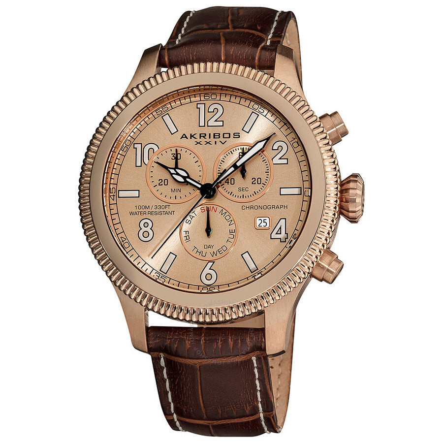 Akribos Ultimate Chronograph Rose Gold-Tone Men's Watch AK575BR - Dawson Watches