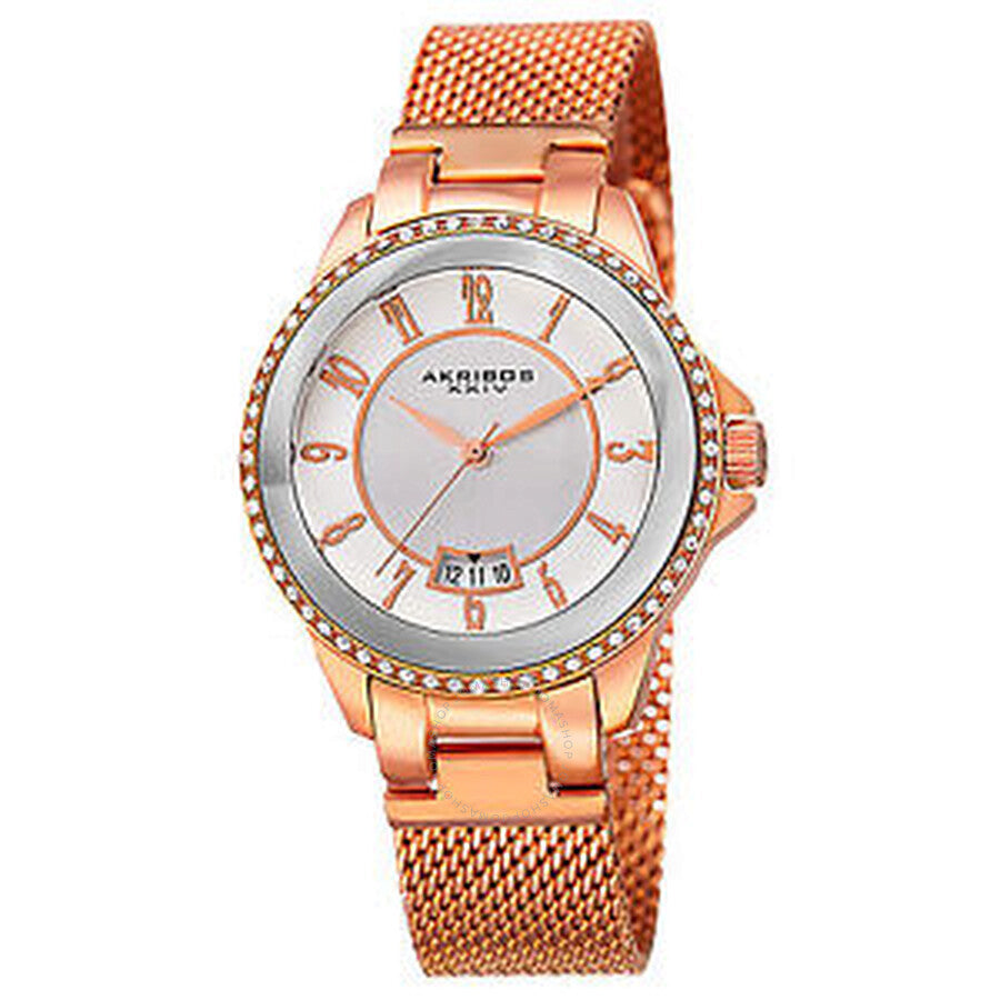 Akribos XXIV Ador Silver Dial Rose Gold-tone Ladies Watch AK840RG - Dawson Watches