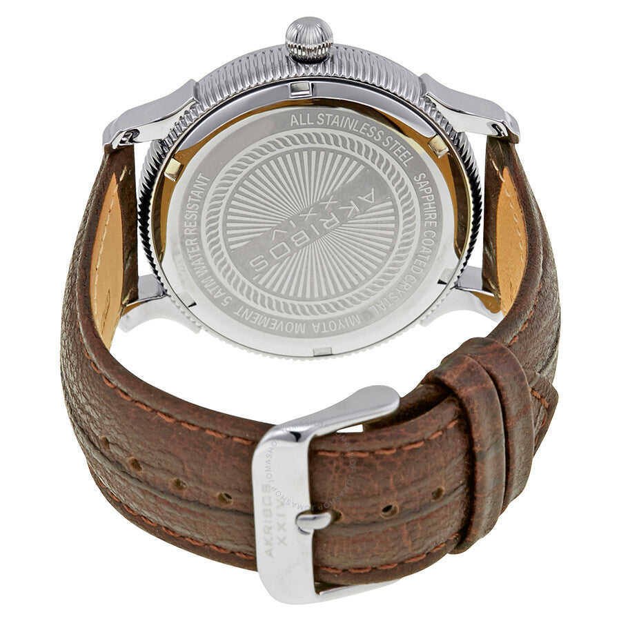 Akribos XXIV Black Dial Brown Leather Men's Watch AK726BR - The Watches Men & Co #3