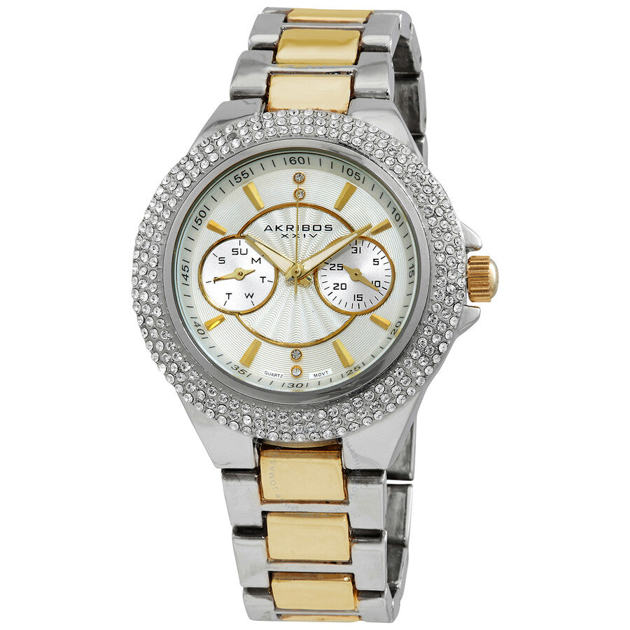 Akribos XXIV Black Dial Two-tone Ladies Watch AK789TTGB - The Watches Men & Co