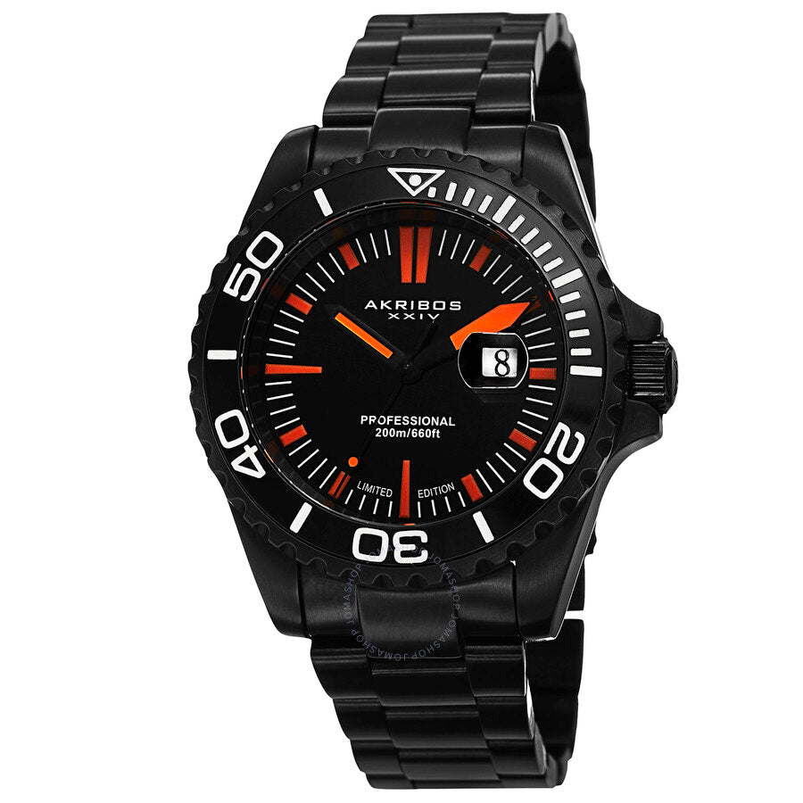 Akribos XXIV Black IP Stainless Steel Men's Watch AK735BK - The Watches Men & Co