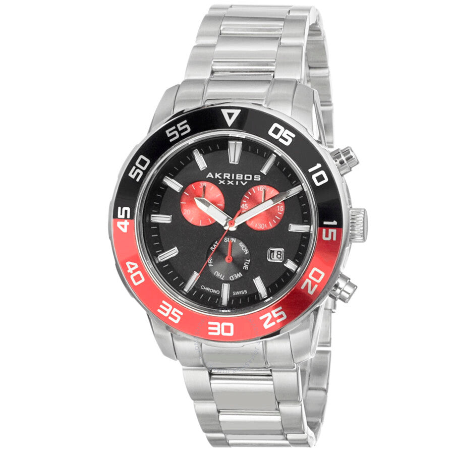 Akribos XXIV Black Matte Coke Bezel Men's Watch AK669RD - The Watches Men & Co