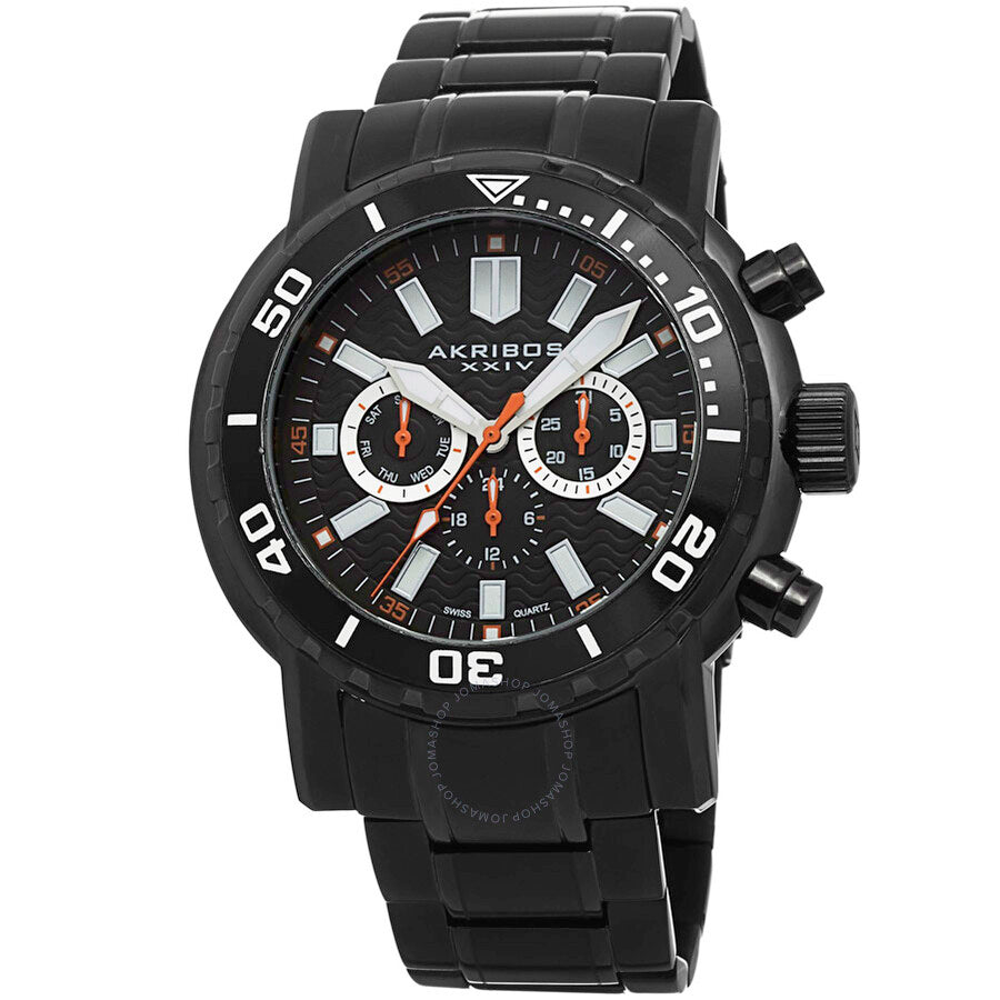 Akribos XXIV Black Dial Black-plated Men's Watch AK675BK - Dawson Watches