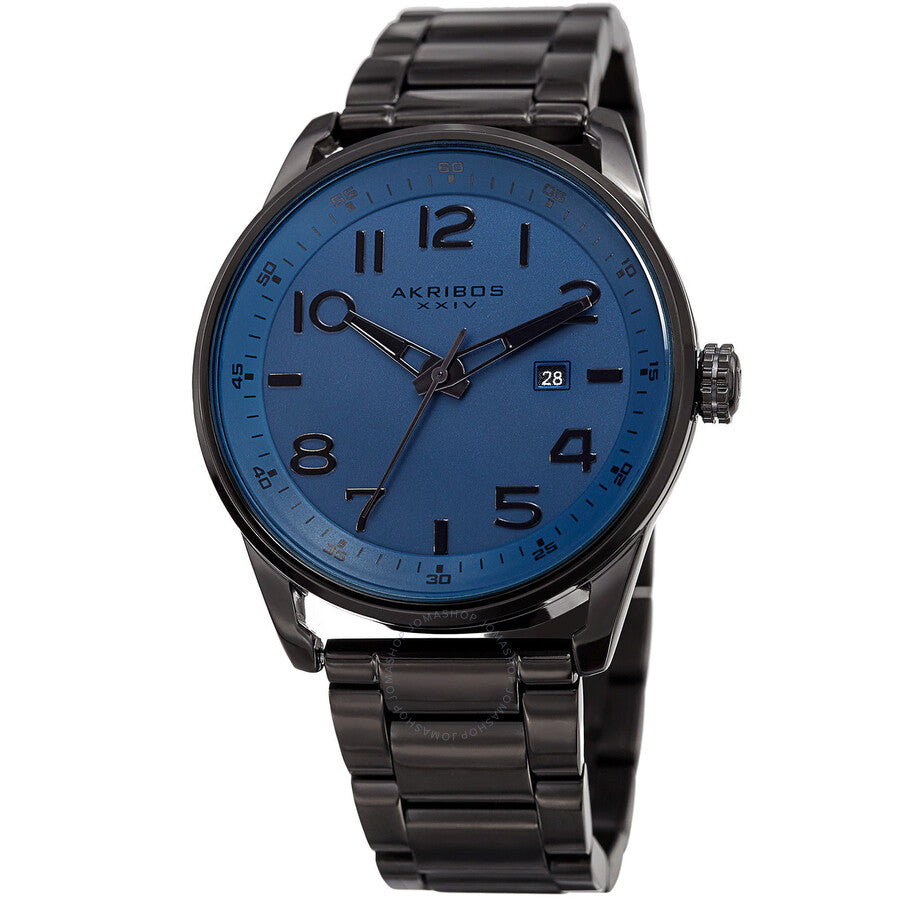 Akribos XXIV Blue Dial Black Ion-plated Men's Watch AK956BU - Dawson Watches
