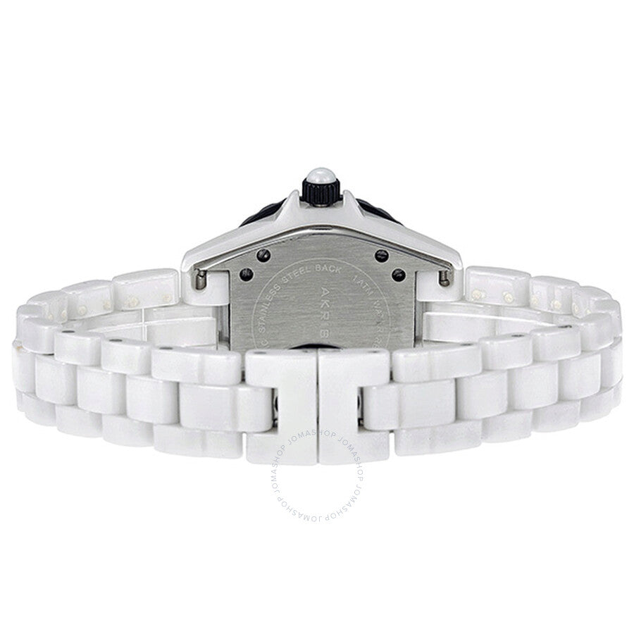 Akribos XXIV Ceramic White Mother of Pearl Dial Ladies Watch AK518BKW - The Watches Men & Co #3