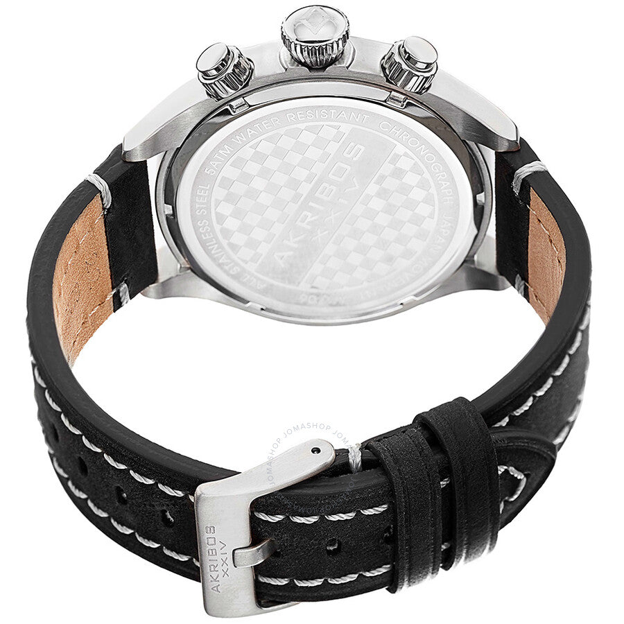 Akribos XXIV Essential Chronograph Black Dial Stainless Steel Men's Watch AK706SSB - The Watches Men & Co #3