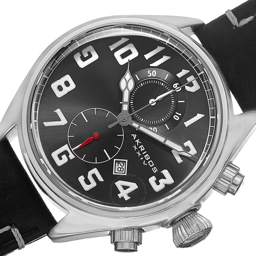 Akribos XXIV Essential Chronograph Black Dial Stainless Steel Men's Watch AK706SSB - The Watches Men & Co #2