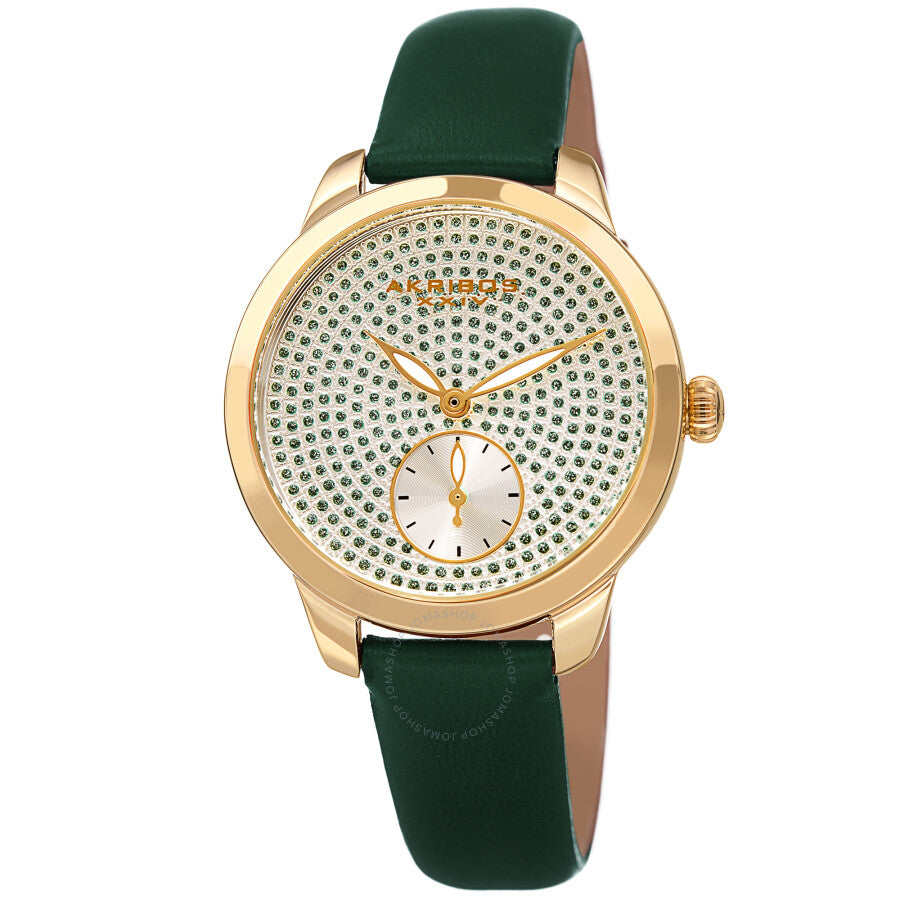 Akribos XXIV Green Dial Green Leather Ladies Watch AK1089GN - Dawson Watches