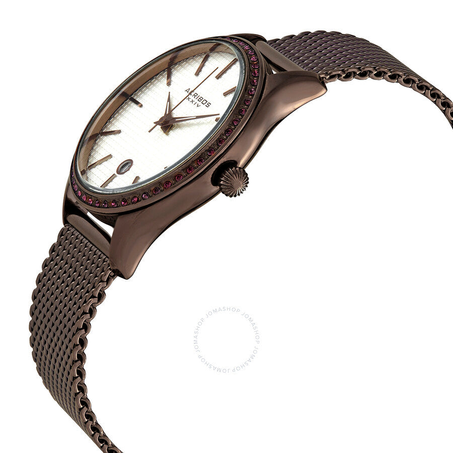 Akribos XXIV Pink Dial Brown Ion-plated Ladies Watch AK967BR - The Watches Men & Co #2