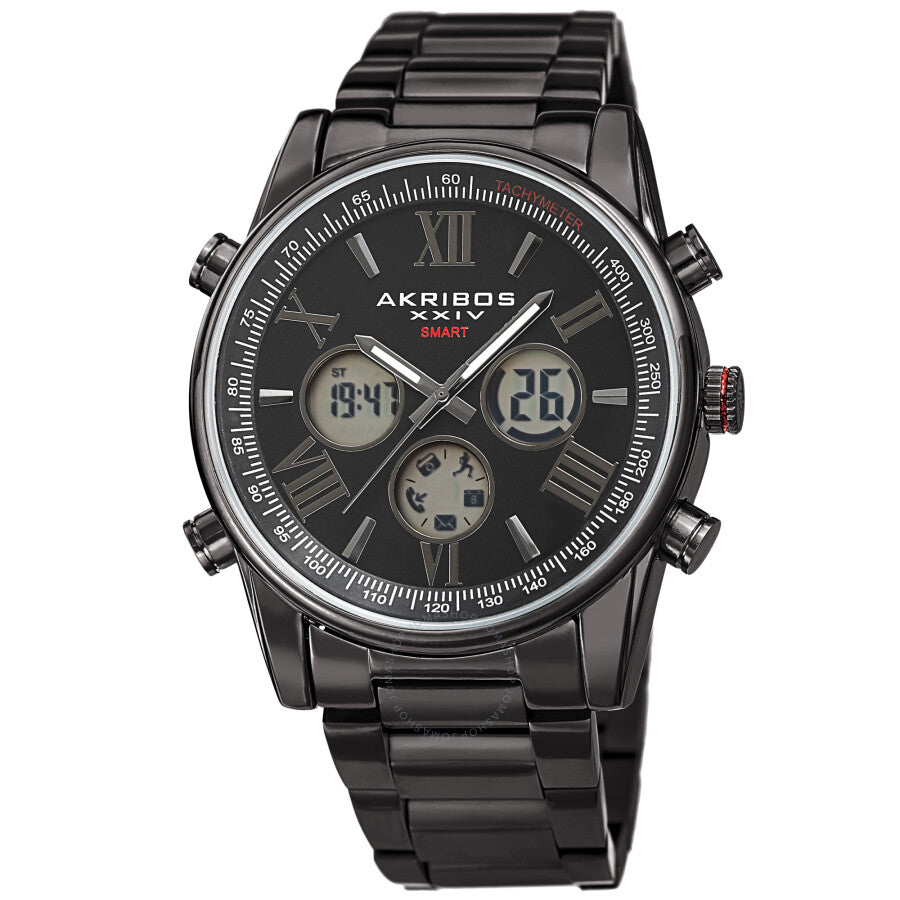 Akribos XXIV Quartz Black Dial Men's Smart Watch AK1095BK - The Watches Men & Co