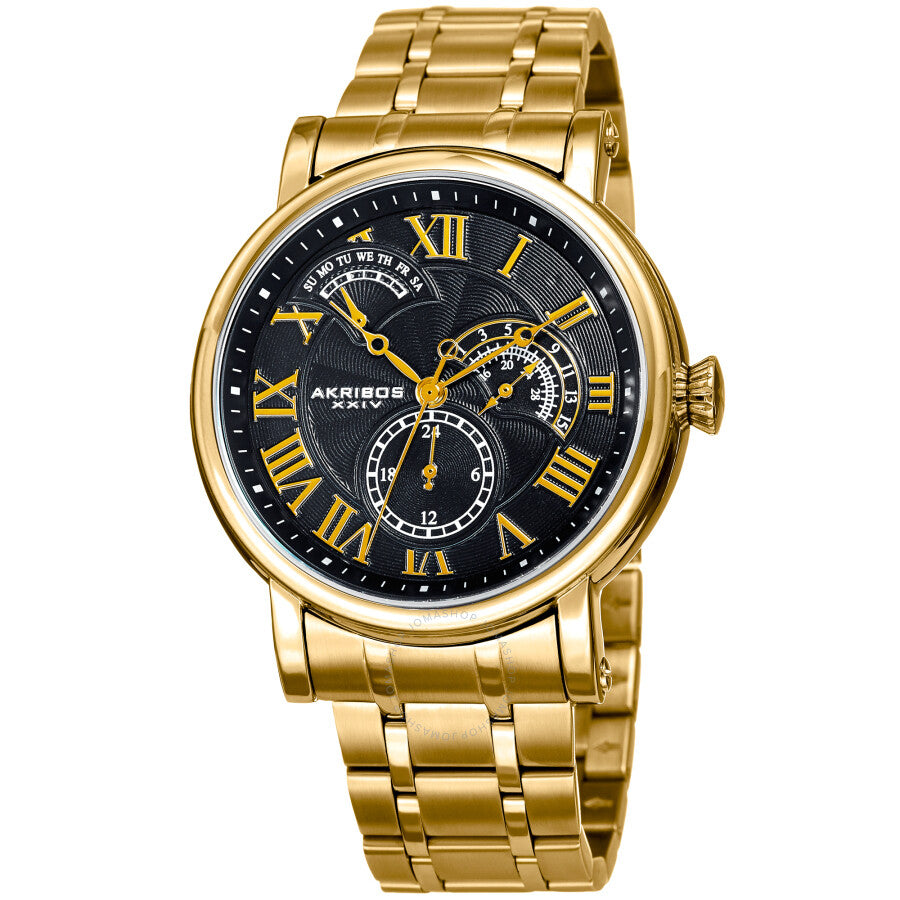 Akribos XXIV Quartz Black Dial Men's Watch AK1001YGB - The Watches Men & Co