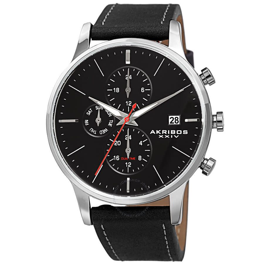 Akribos XXIV Quartz Black Dial Men's Watch AK1105SSB-S - Dawson Watches