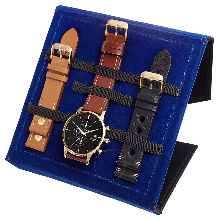 Akribos XXIV Quartz Black Dial Men's Watch AK1105YGBR-S - Dawson Watches