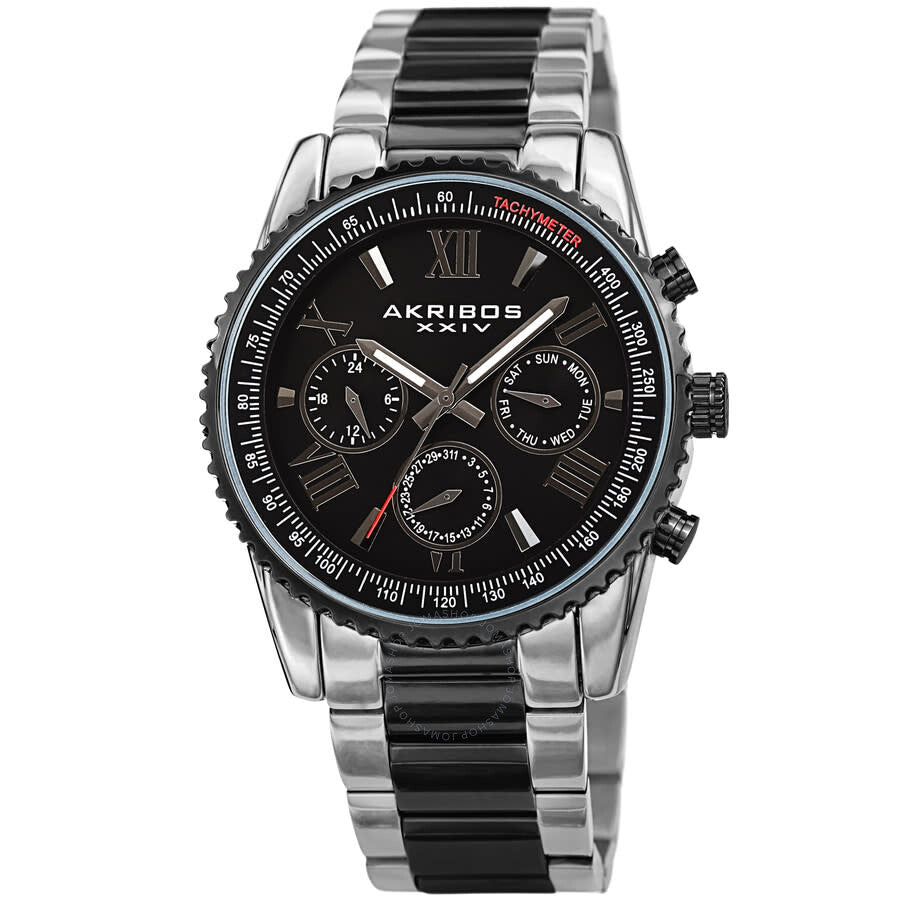 Akribos XXIV Quartz Black Dial Two-tone Men's Watch AK1099TTB - The Watches Men & Co
