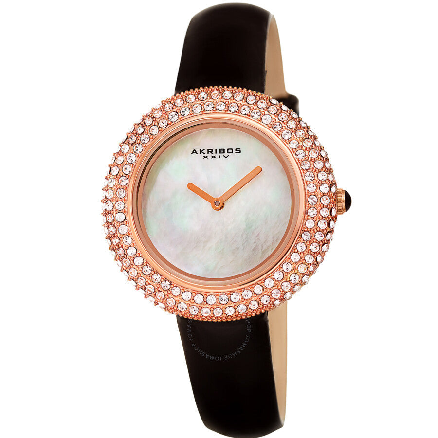 Akribos XXIV Quartz Crystal White Dial Ladies Watch AK1049BKR - The Watches Men & Co