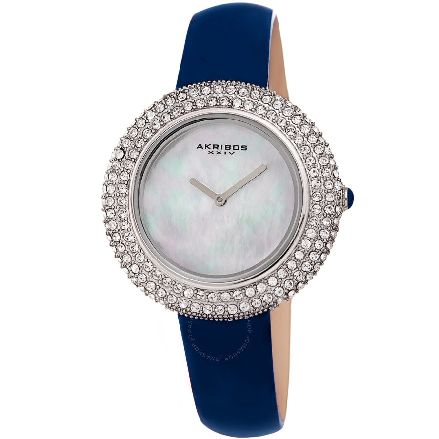 Akribos XXIV Quartz Crystal White Dial Ladies Watch AK1049BU - The Watches Men & Co