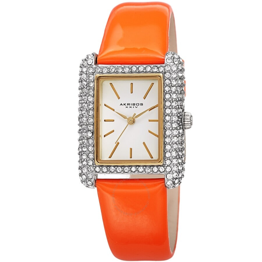 Akribos XXIV Quartz Crystal White Dial Ladies Watch AK1068OR - The Watches Men & Co