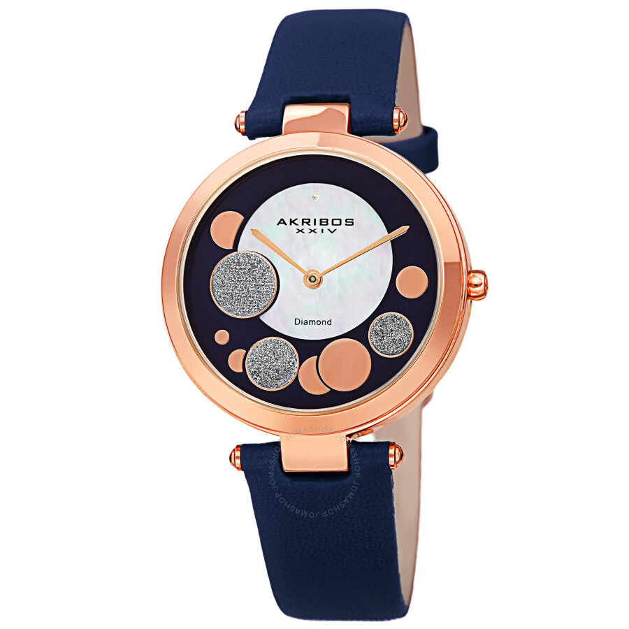 Akribos XXIV Quartz Diamond Blue Dial Ladies Watch AK1069BU - The Watches Men & Co