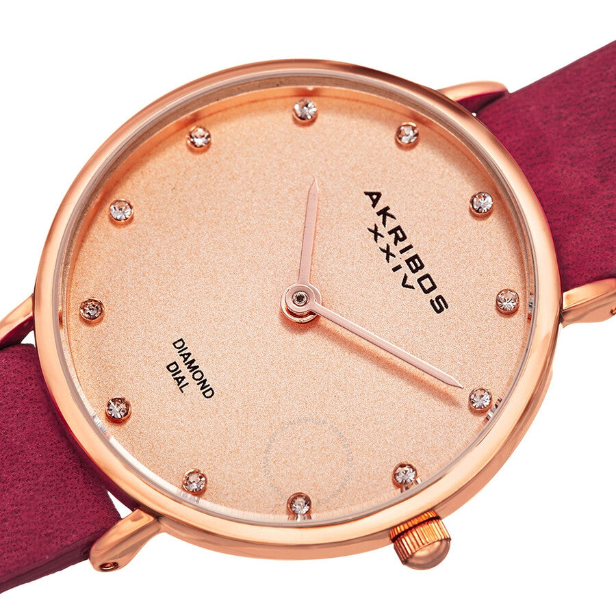 Akribos XXIV Quartz Diamond Rose Dial Ladies Watch AK882PK - The Watches Men & Co #2