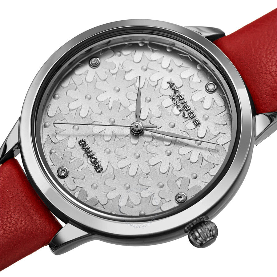 Akribos XXIV Quartz Diamond Silver Dial Ladies Watch AK1051RD - The Watches Men & Co #2