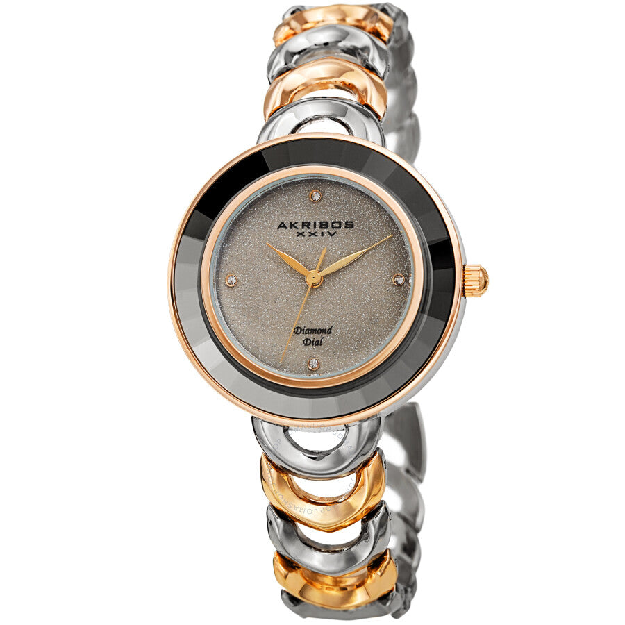 Akribos XXIV Quartz Diamond Silver Dial Ladies Watch AK1088TTG - Dawson Watches