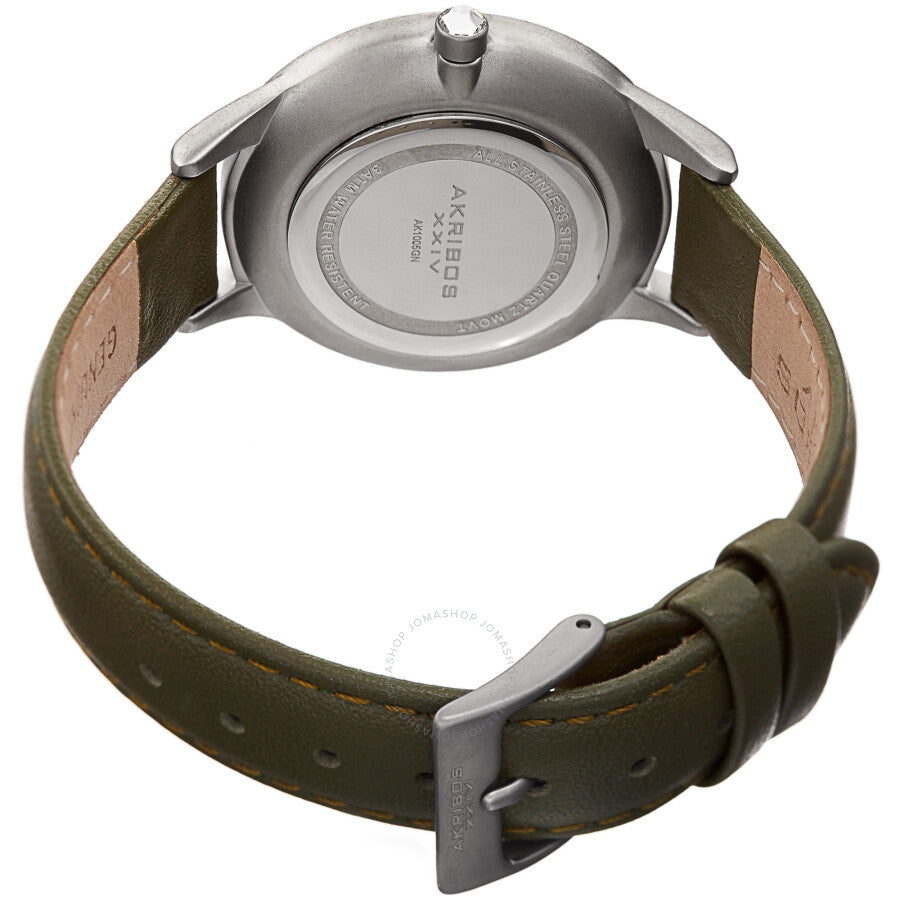 Akribos XXIV Quartz Green Dial Green Leather Ladies Watch AK1005GN - The Watches Men & Co #4