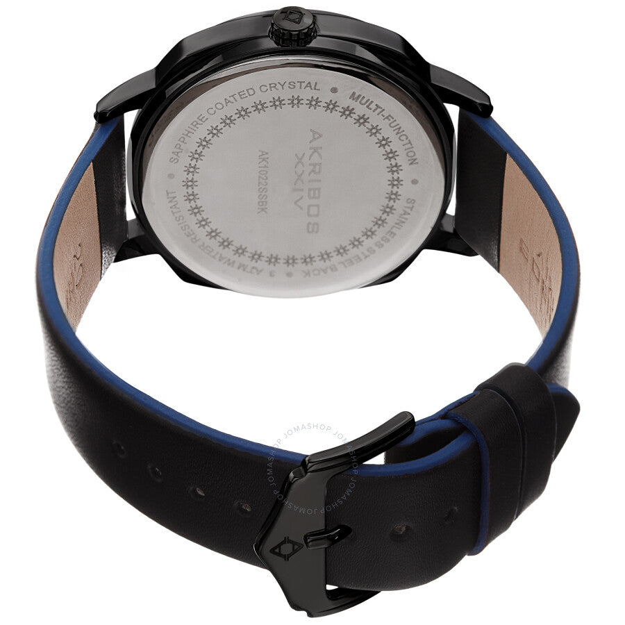 Akribos XXIV Quartz Grey Dial Black Leather Men's Watch AK1022BK - Dawson Watches #4