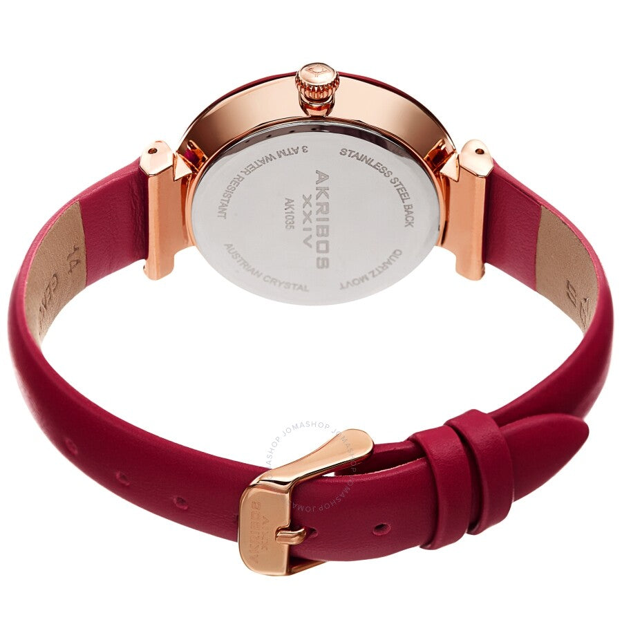 Akribos XXIV Quartz Red Dial Ladies Watch AK1035PK - The Watches Men & Co #4