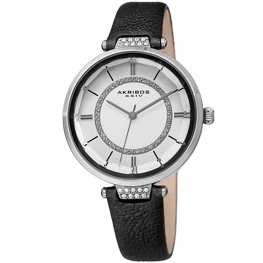 Akribos XXIV Quartz White Dial Ladies Watch AK1116BK - Dawson Watches