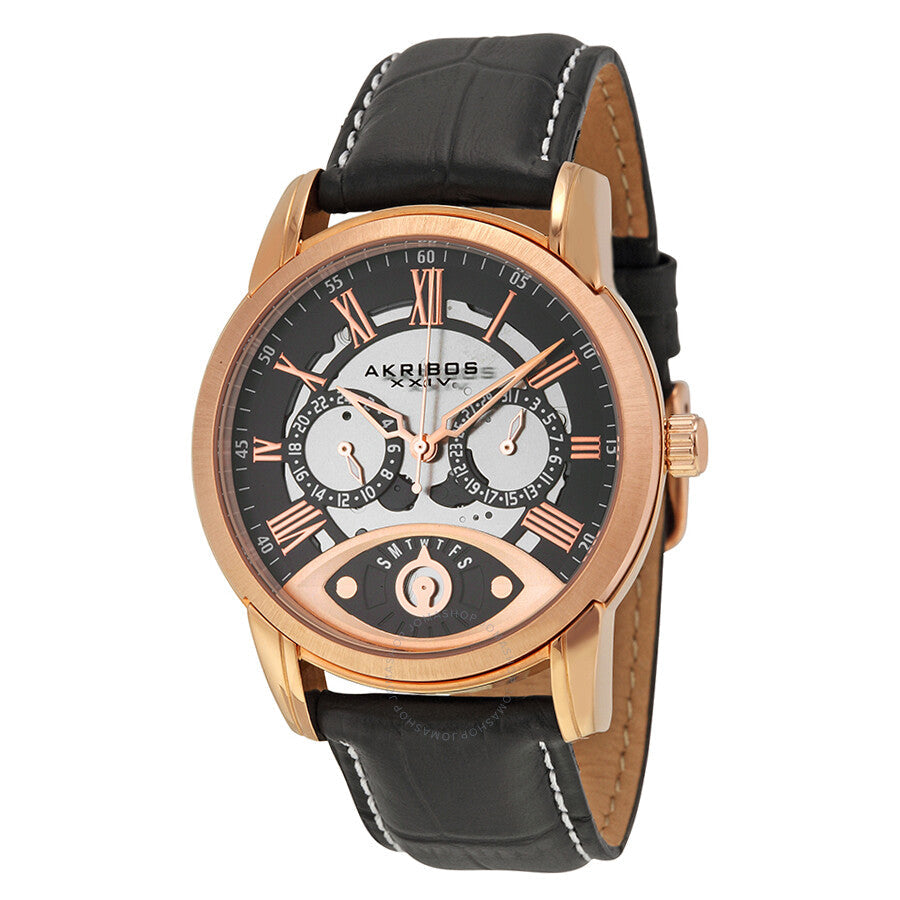 Akribos XXIV Black Dial Rose Gold-tone Men's Watch AK725RG - Dawson Watches